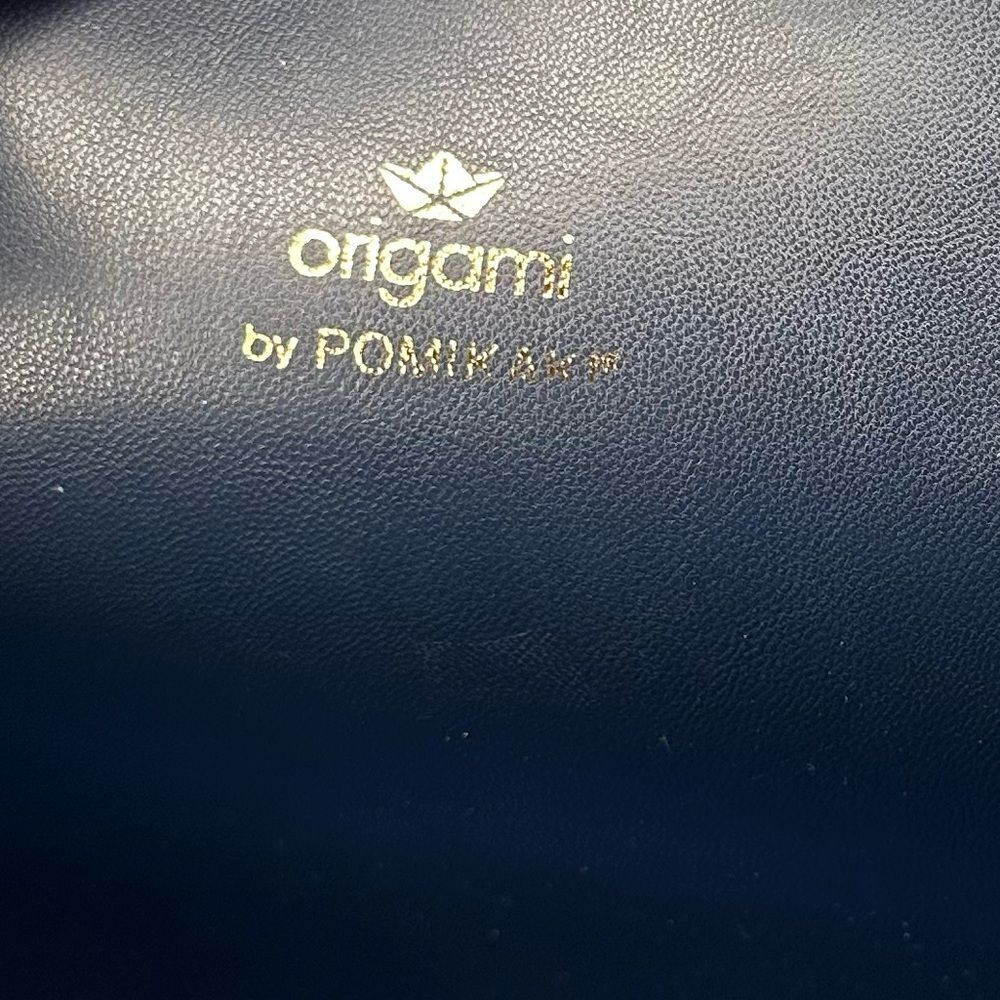 Origami by POMIKAKI Italy Blue Geometric Tote Bag Modern Vegan Leather Handbag - Picture 9 of 11